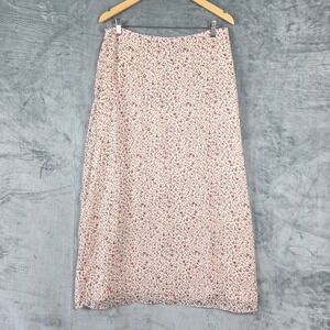 Womens Skirt 14 Pink Silk Romantic Floral Maxi Feminine Dainty Fairy Modest